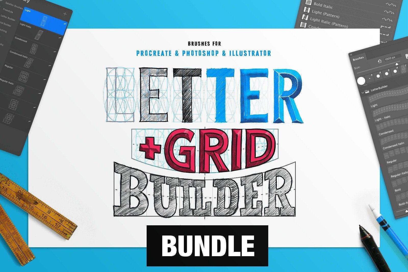 The Builder Bundle: Grid Builder + Letter Builder Brushes — Ahorra un 25 %