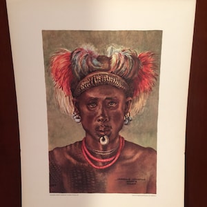 Vintage Joy Adamson Lithograph-  Leongale Lopusemoi -African Tribal Art