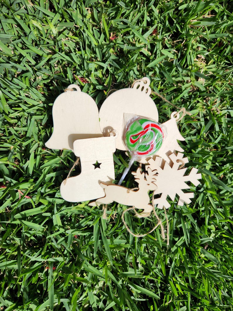 Christmas Kids Party Favours, Ready to Paint Your Own Wooden Ornament