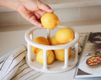Handmade Ceramic Fruit Basket: Textured Decorative Bowl