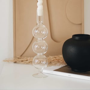 Nordischer Stil Kerzenhalter aus Glas, minimalistisches Design, Wohnzimmerdekor, Designs für Sie, handgemachter Kerzenständer aus Glas, skandinavisches Dekor Bild 1