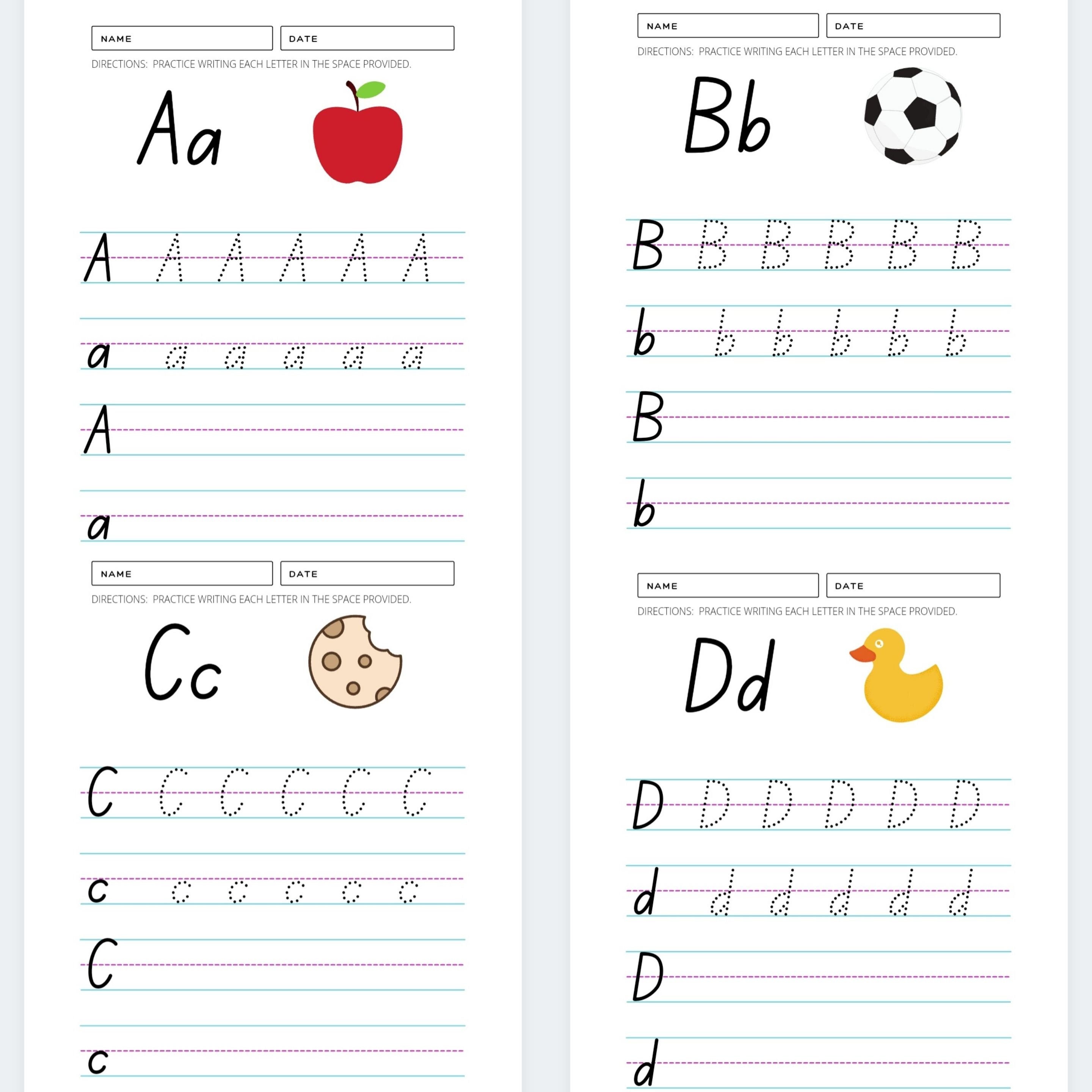 Alphabet Tracing Printables Digital ABC Worksheets ABC - Etsy