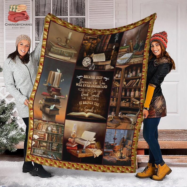 Book Blanket Book Smell Fleece Blanket Premium Sherpa Etsy