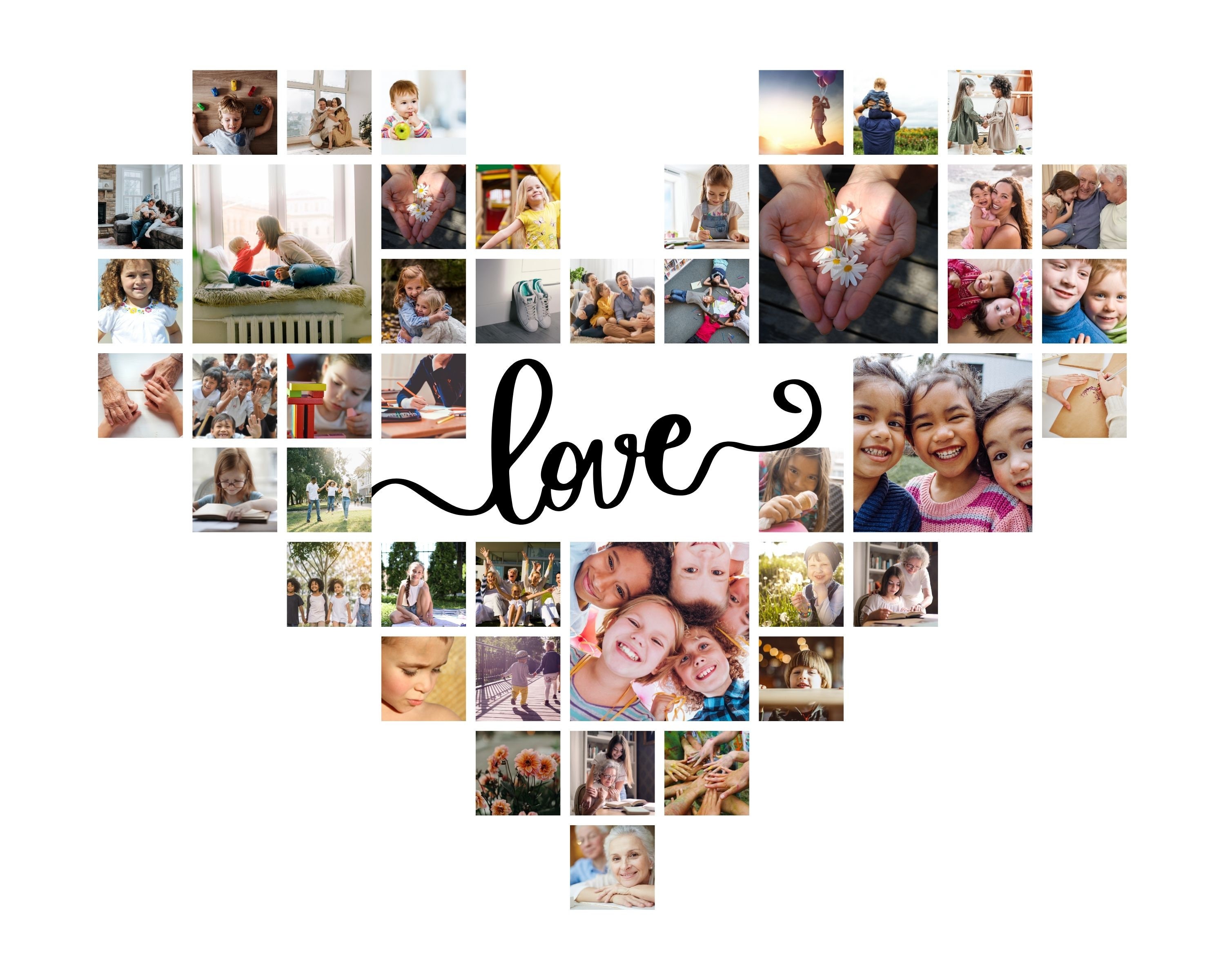 Forever - Heart Shaped Collage Photo Frame With 29 Photos