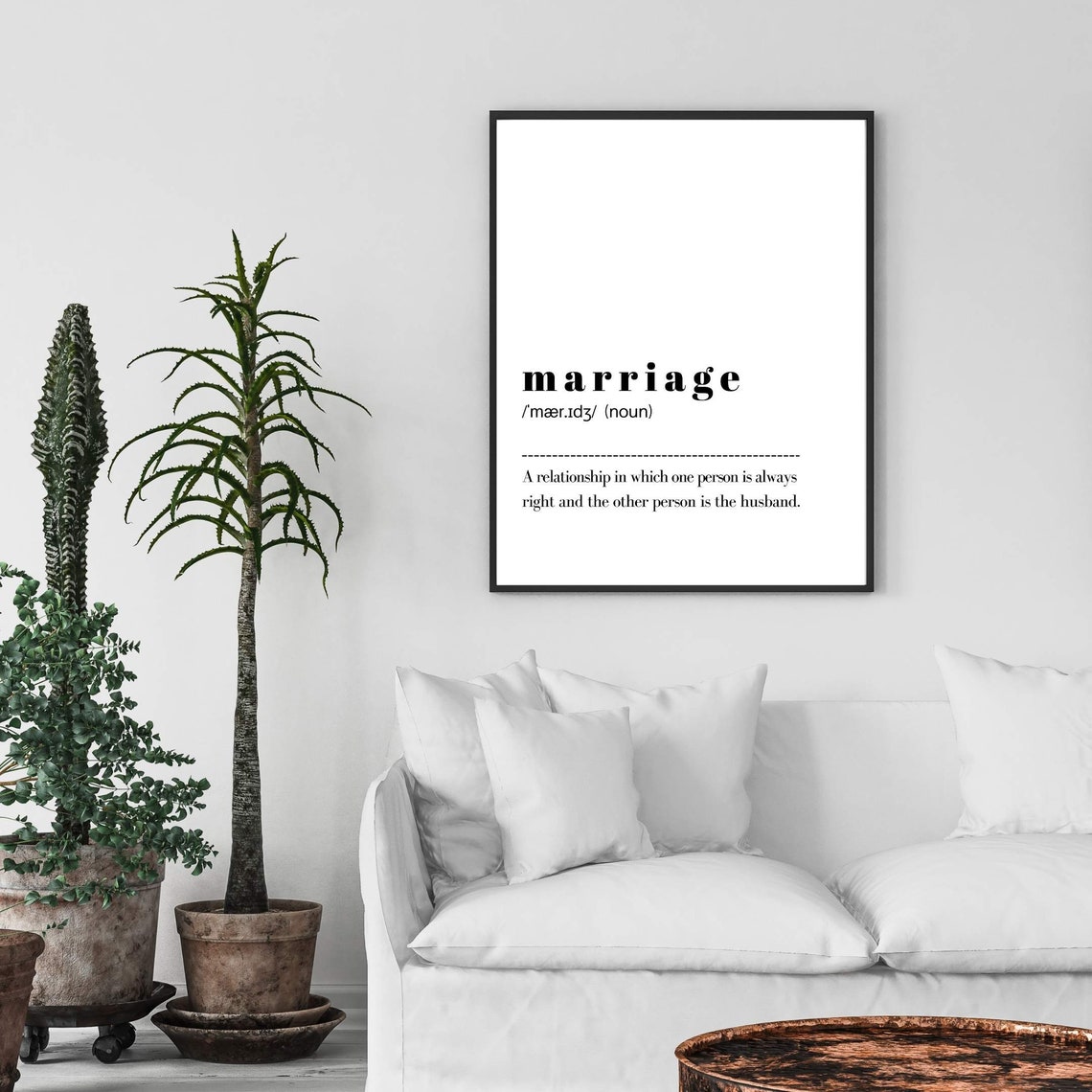 Marriage Definition Wall art Wedding gift Minimalist Mono Etsy