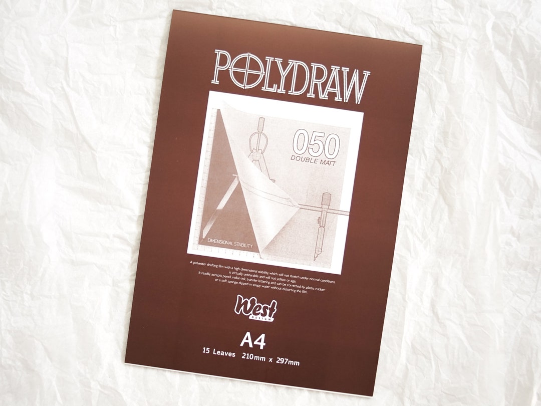 Polydraw Drafting Film A4 Double Matt Polyester Pad 15 Sheets Technical