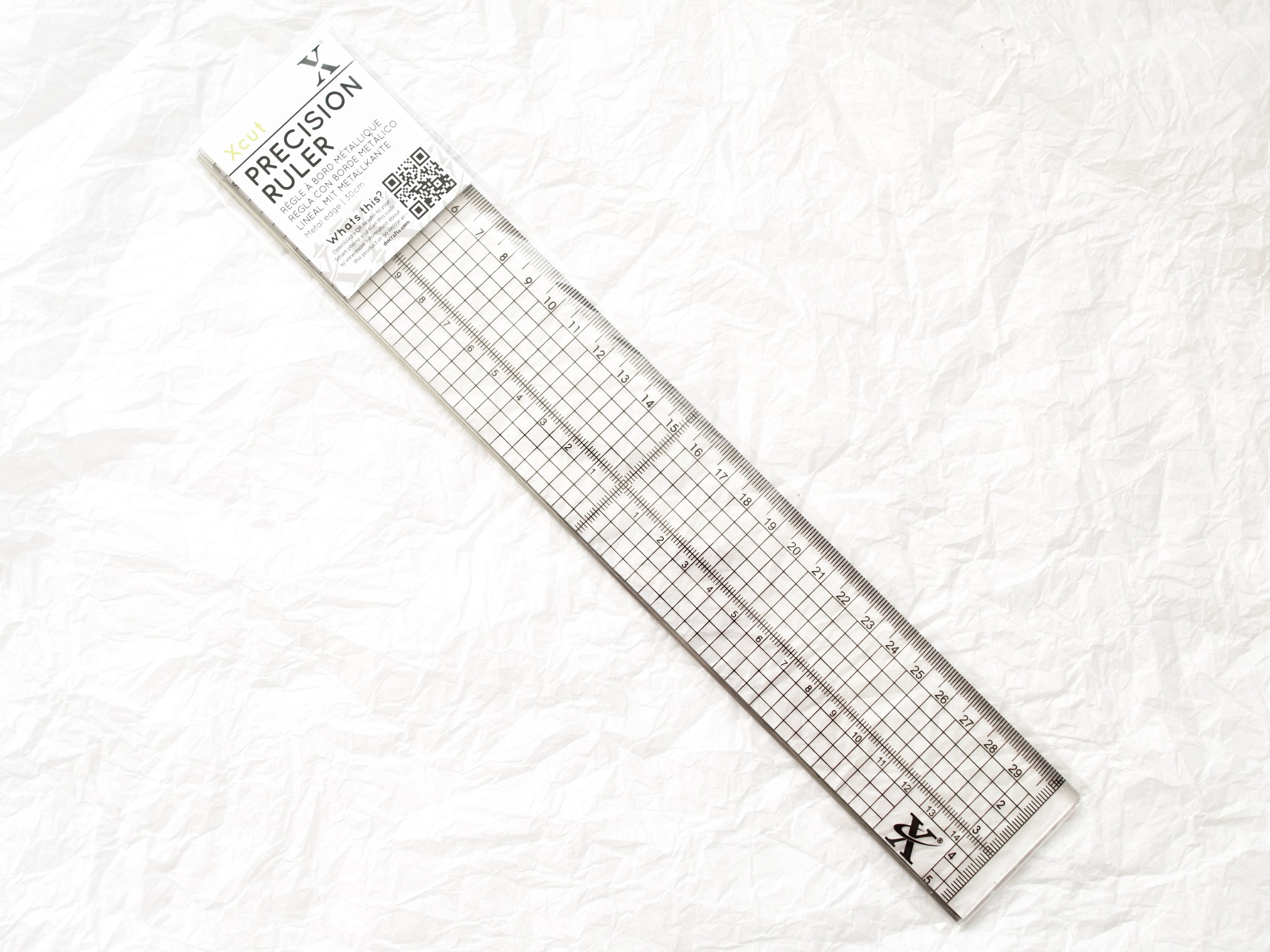 Xcut 30cm Clear Precision Ruler With Metal Cutting Edge Inlay 5cm Wide 