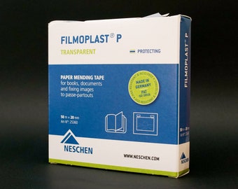 Cinta reparadora de papel Neschen Filmoplast P ultrafina para conservación de libros, 50 m x 20 mm