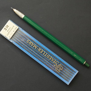 Refurbished A.W. Faber Castell Locktite TK 9400 Clutch Pencil & Staedtler Mars Lumograph 1904 Replacement 2H Lead x6