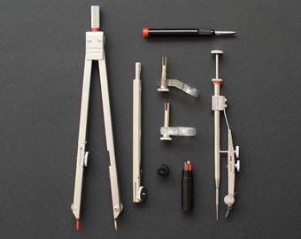 Refurbished Rotring Compass Set inc Technical Pen Adapters, Spare Leads & Extender Arm