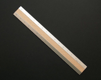 Midori 15cm Aluminium Wooden Ruler Engraved Scale Bamboo Wood Made In Japan