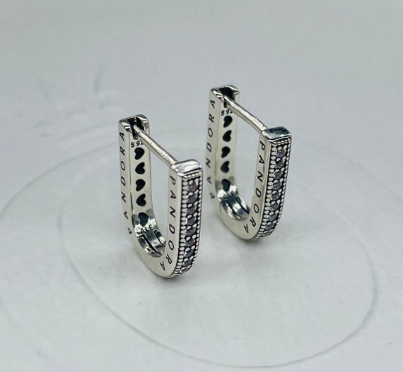 New Pandora U-shaped Hoop Earrings 299488C01 | Etsy