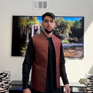 Handmade Men&#39;s Afghan Vest - Afghan Embroidered Waskat - Ethnic Inspired Design - Perfect Gift for Him - Afghan Party/Wedding Vest for Men-