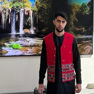 Handmade Men&#39;s Afghan Vest - Afghan Embroidered Waskat - Ethnic Inspired Design - Perfect Gift for Him - Afghan Party/Wedding Vest for Men-