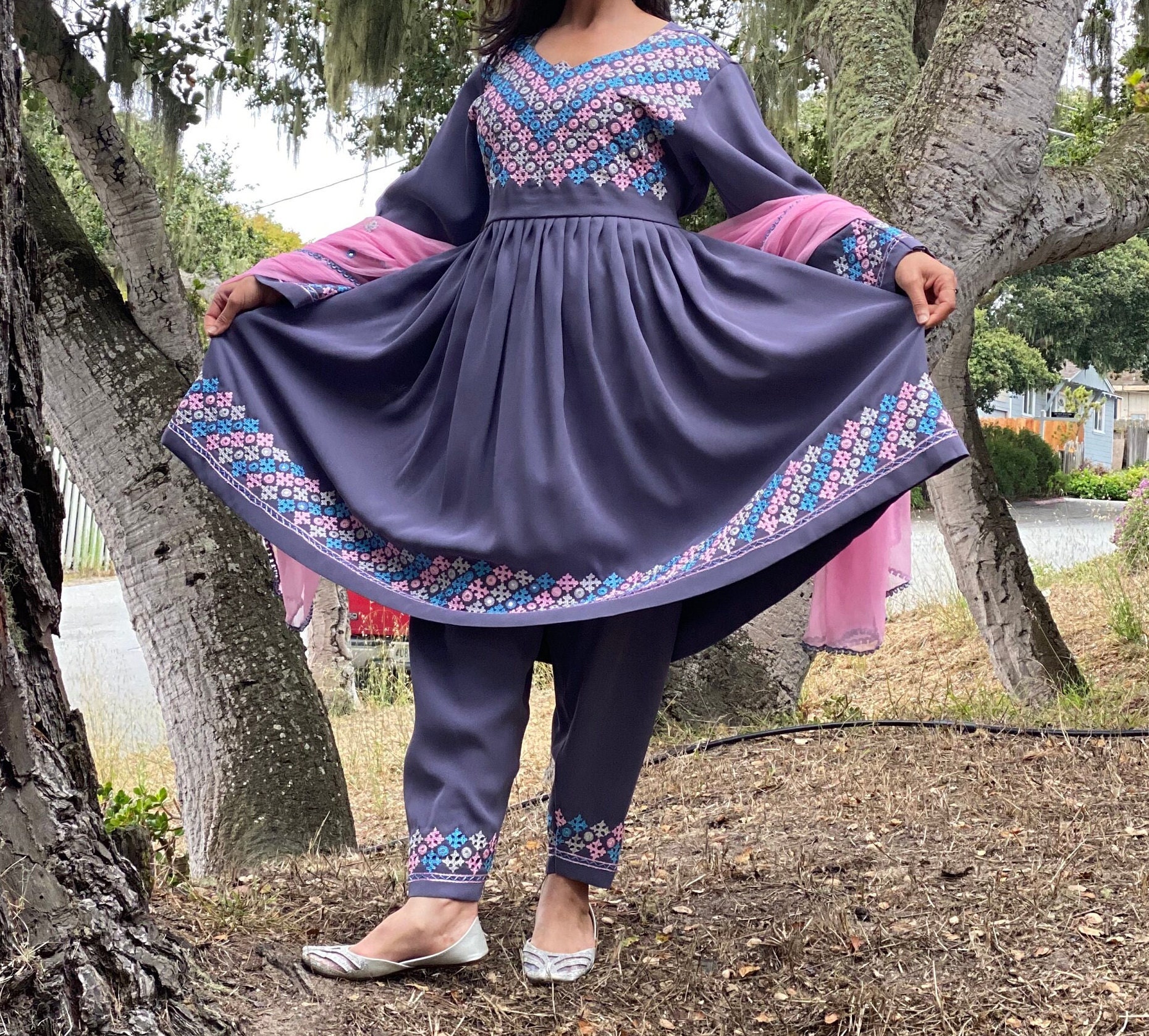 sachin and babi light blue dress Afghani Traditional Dress - Afghan Wedding Women Dress - Kuchi Dress  Handmade main image 0