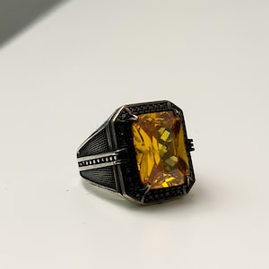 Orange Rustic Handmade Afghan Ring | Gemstone | 925 Silver | Perfect Gift - Vintage Style Men&#39;s Jewelry | Size 10.5 - Oriental Style Ring