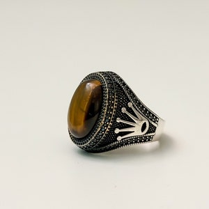 Brown Agate Handmade Afghan Ring | Gemstone | 925 Silver | Perfect Gift - Vintage Style Men&#39;s Jewelry | Size 11.5 - Antique Style Ring