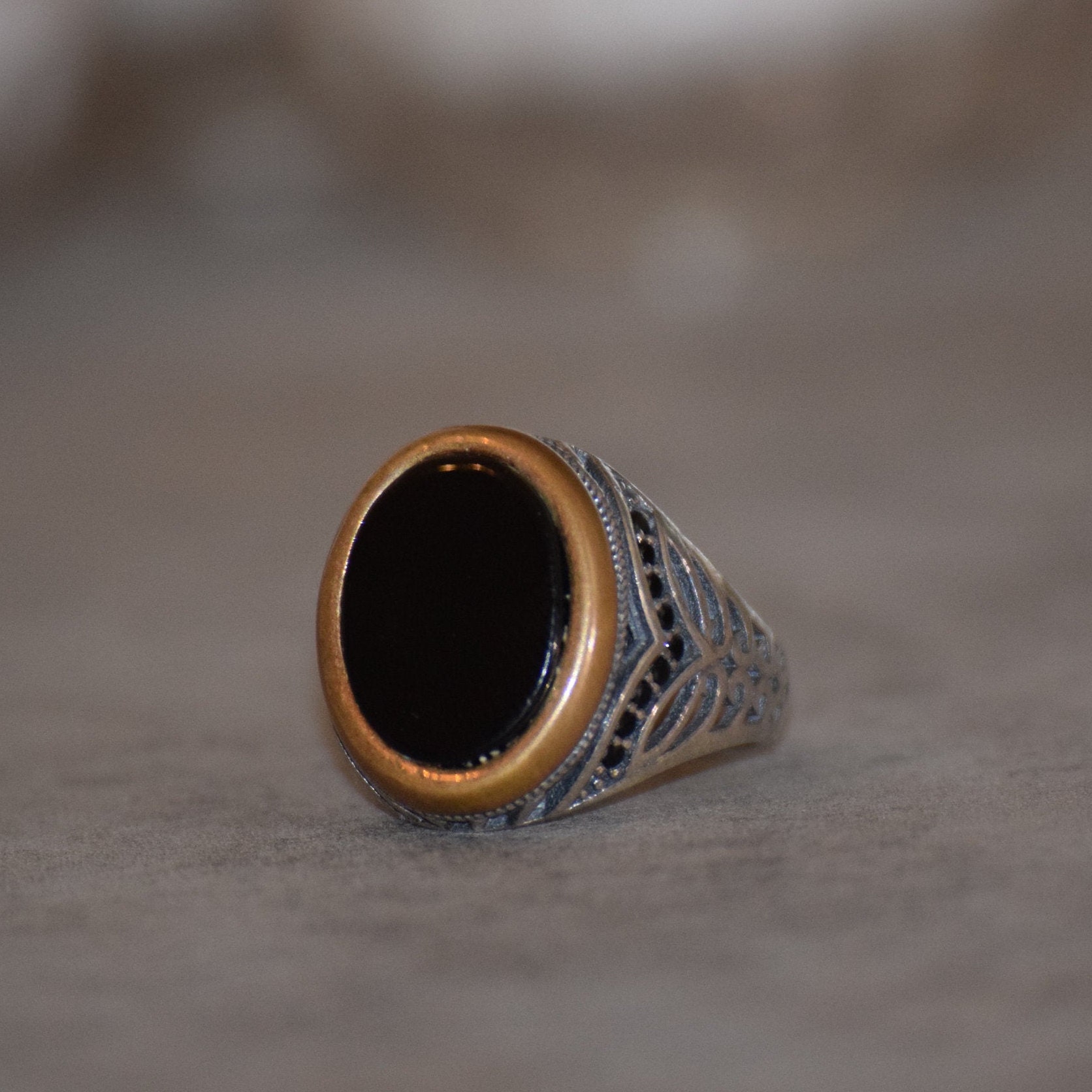 Anello Mabina Uomo in argento 925 con onice ovale