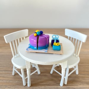 Miniature birthday cake. Realistic doll food. Scale 1:12