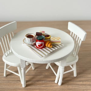 Miniature afternoon tea set. Realistic dollhouse food. Scale 1:12