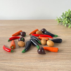 Miniature vegetables. Toy vegetables. Educational toys