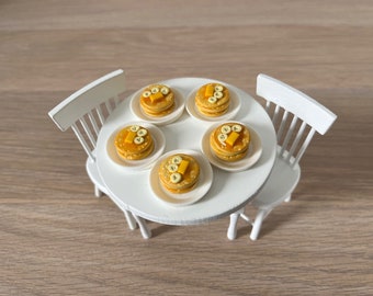 Dollhouse Miniature Food Set Pancake French Fries And Coffee Collectibles