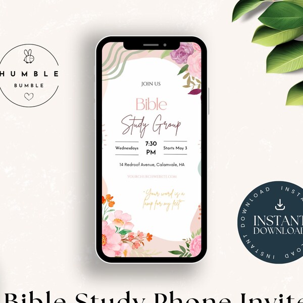 Floral Abstract Women’s Bible Study Phone Invite | Editable Church Group Invite | Women’s Event | Invitation Template | Digital Invite | 103