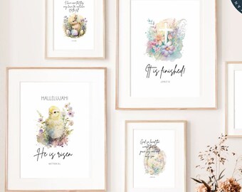 Versículos bíblicos de Pascua Arte de la pared / Decoración de las Escrituras de Pascua / Arte cristiano de la pared de Pascua / Acuarela / Pascua linda / Carteles PDF imprimibles / 149