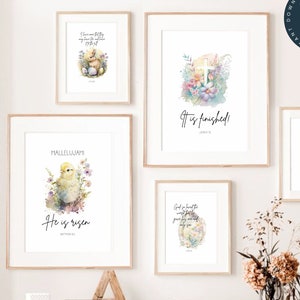 Easter Bible Verses Wall Art | Easter Scripture Decor | Christian Easter Wall Art | Watercolour | Cute Easter | Printable PDF Posters | 149