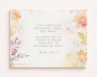 Pastel Floral Scripture Cards | Editable Bible Verse Memory Prompts (Digital Download)