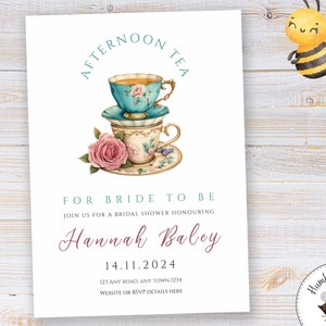 Afternoon Tea Bridal Shower Invite | Bride to be | Bridal Tea Party | Invitation Template Editable | Afternoon Tea Party | Hen Party | 238