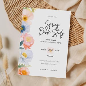 Floral Bible Study Flyer | Spring Editable Invite | Church Women's Group Event | 173