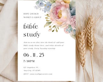 Floral Church Invitation Template | Women’s Bible Study Flyer | Editable Invite | Church Printable | Women's Group Event | Christian 187