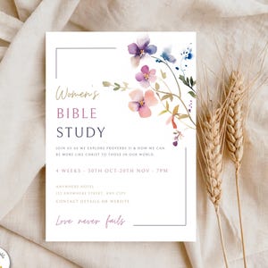 Spring Bible Study Invitation Template | Floral Women's Group Event (Digital Download) 174