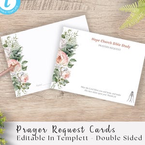 Tarjetas de peticiones de oración para la iglesia / Tarjetas de oración editables / Tarjetas en blanco / Tarjetas de notas de oración / Tarjetas de versículos bíblicos / Tarjetas para memorizar las Escrituras 214