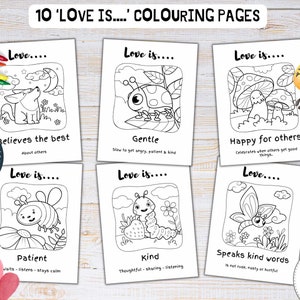 10 Valentine Bible Verse Coloring Pages - Love Themed Activity - Christian Printable for Kids - Bible Verse Activity Sheets - Sunday School