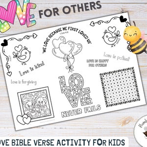 Christian Valentine's activity for kids | Bible Verse Activity Worksheet | Fun Sunday School Activity Sheet | Homeschool Printable Activity