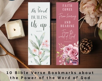 10 Bible Verse Bookmarks | Printable Scripture Bookmark Set | Christian Gifts | PDF Digital Download | Faith Bookmark Bundle