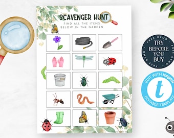 Editable Scavenger Hunt Worksheet | Minibeast Bug Hunt | Outdoor Games | Nature Study | Printables Activity PDF  | Treasure Hunt | 234