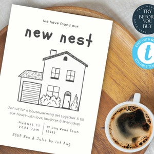 Editable House Warming Invitation | House Warming Party | Modern, Minimalist, simple | Printable Invite | Men’s Invite | New Home | 233