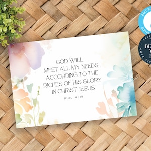 Cartes bibliques modifiables | Cartes mémoire de versets bibliques | postale | Cartes de promesse | Cartes d'encouragement | Cadeaux chrétiens pour femmes | SC101