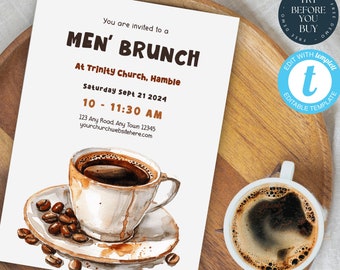 Men’s Brunch Invite | Men’s Fellowship Group | Church Poster | Bible Study Flyer | Editable Template | Prayer Group Invite | Printable | 258