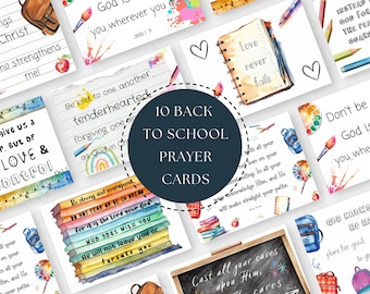 10 Back to School Scripture Cards | Bible Verse Lunch Love Notes | First Day of School | Sunday School | Memory Card | Diy Printable | PDF