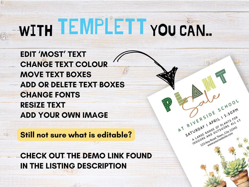 School Plant Sale Flyer Template | Editable PTA Fundraiser Poster ...