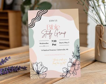 Floral Abstract Women’s Bible Study Invite | Editable Invitation | Editable Flyer | Church Printable | Printable DIY Invite | Digital 103