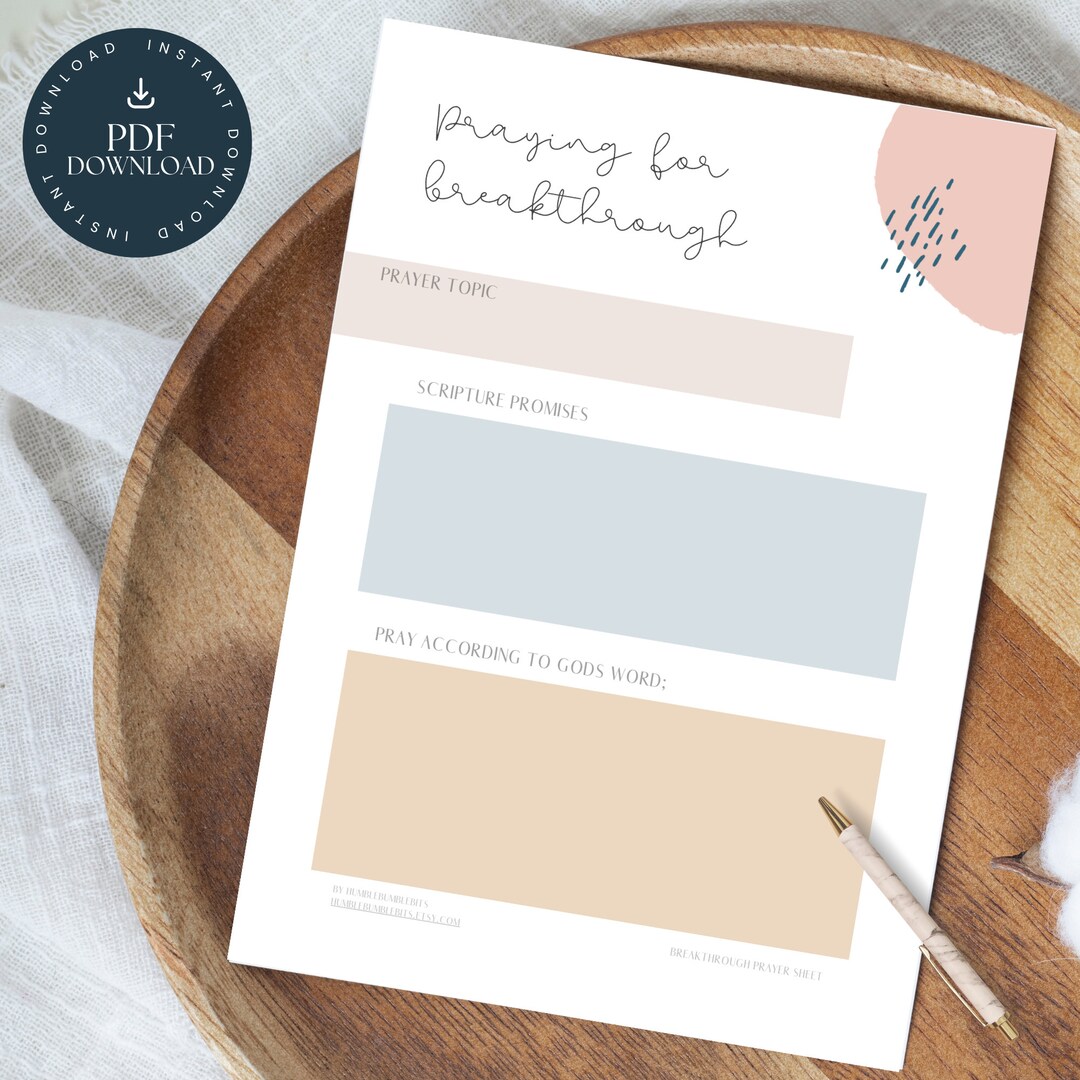 Breakthrough Prayer Planning Sheet | Prayer List Planner | Christian ...