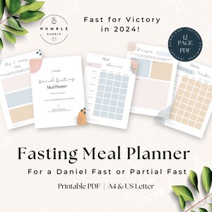 Fasting meal Planner Bundle | Weekly Meal Planner | Daniel Fast | Detox Tracker | Meal Prep Planner | Grocery List | Abstract Pastel | P101