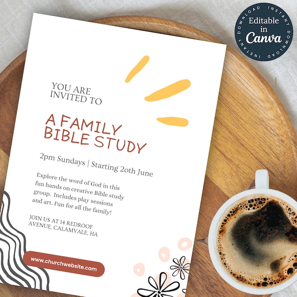 Minimal Church Bible Study Invite Template | Small Group Flyer | Editable Invitation | DIY Printable | Abstract Design | Flyer template 106