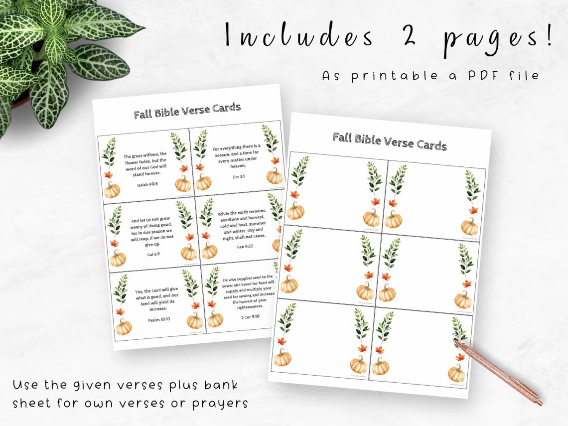 Fall Scripture Template Fall Bible Verse Cards | Printable Scripture Cards | Christian ...