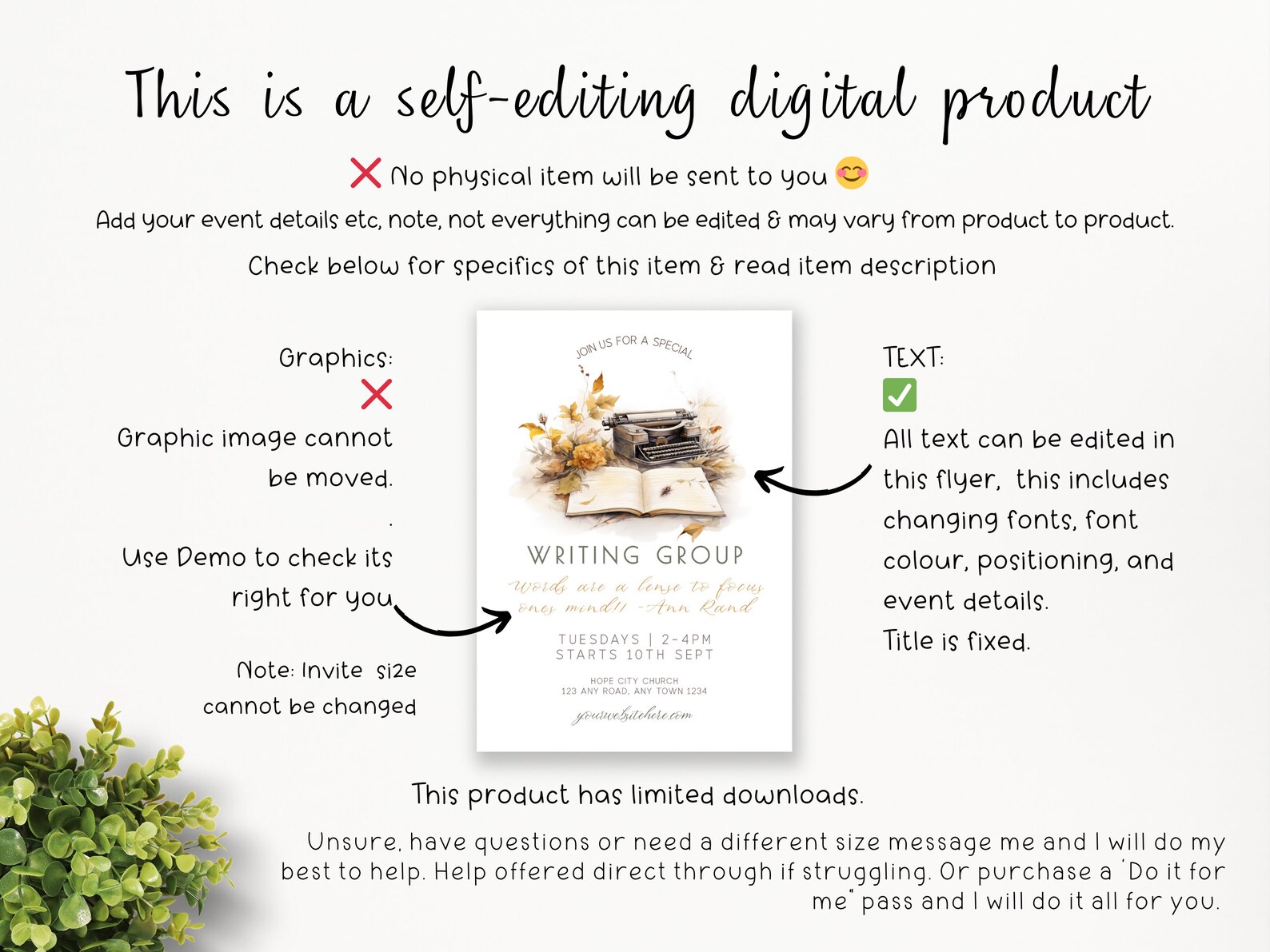 Editable Writing Club Invite | Autumn Invitation | Writing Classes ...
